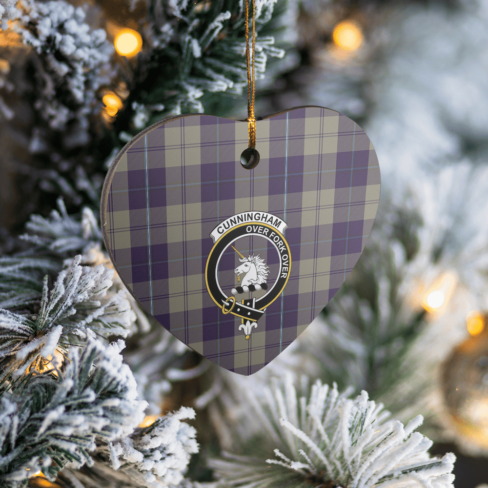 Clan Cunningham Dress Blue Dancers Tartan Crest Heart Ceramic Ornament FD12 Cunningham Dress Blue Dancers Tartan Tartan Christmas   