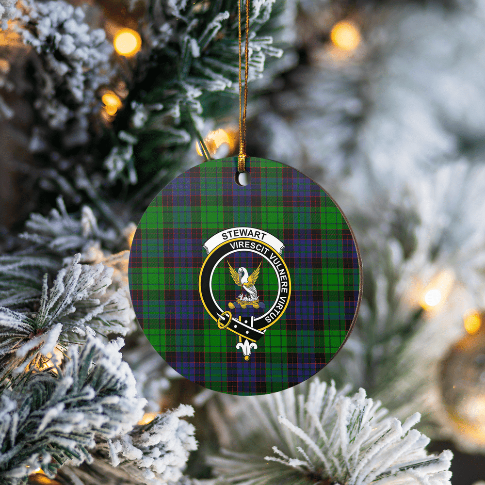 Clan Stewart Old Modern Tartan Crest Round Ceramic Ornament QF73 Stewart Old Modern Tartan Tartan Christmas   
