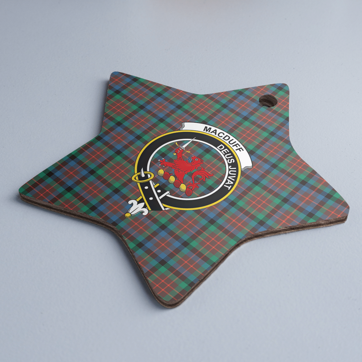 Clan MacDuff Hunting Ancient Tartan Crest Star Ceramic Ornament JQ90 MacDuff Hunting Ancient Tartan Tartan Christmas   