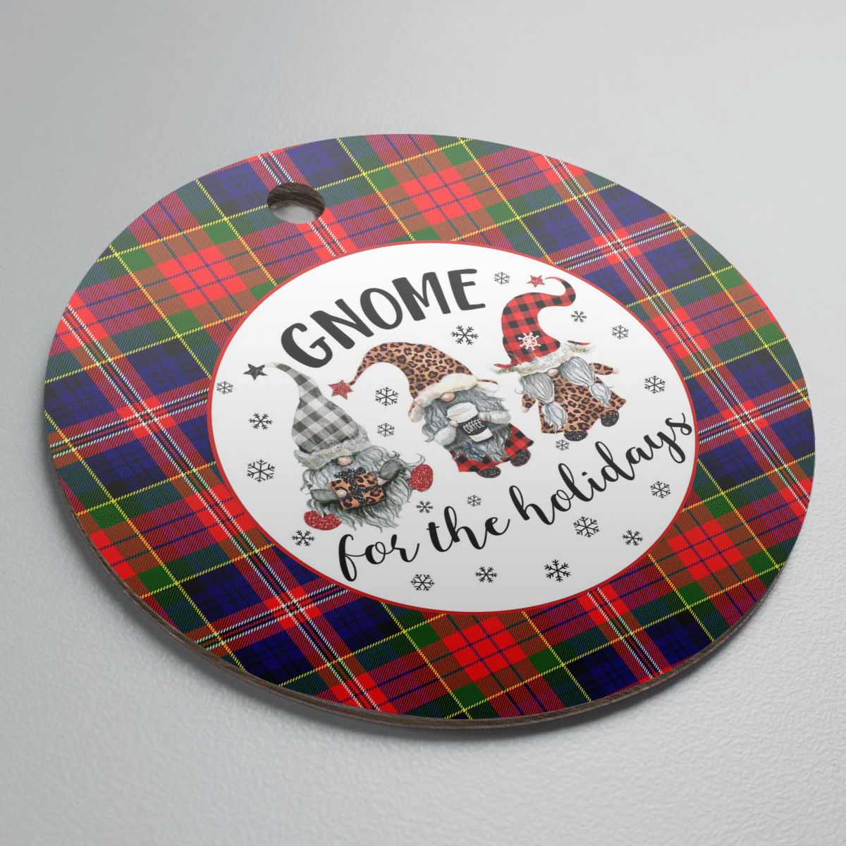 Clan MacPherson Modern Tartan Tartan Crest Gnome Round Ceramic Ornament PF34 MacPherson Modern Tartan Tartan Christmas   