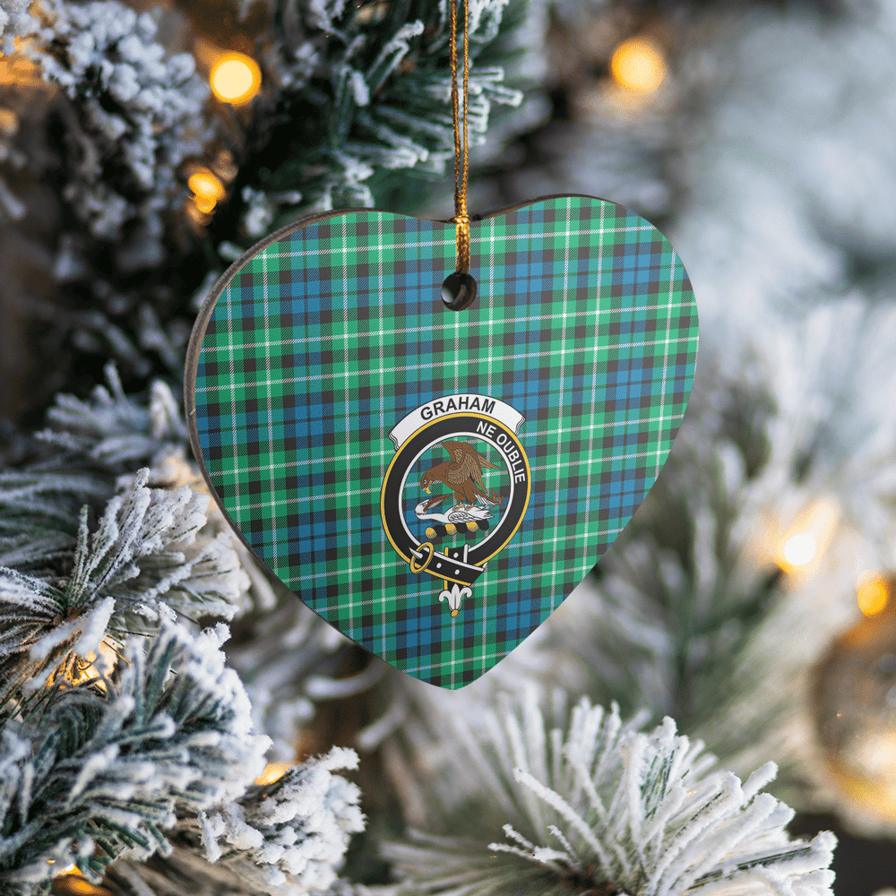 Clan Graham of Montrose Ancient Tartan Crest Heart Ceramic Ornament TQ64 Graham of Montrose Ancient Tartan Tartan Christmas   