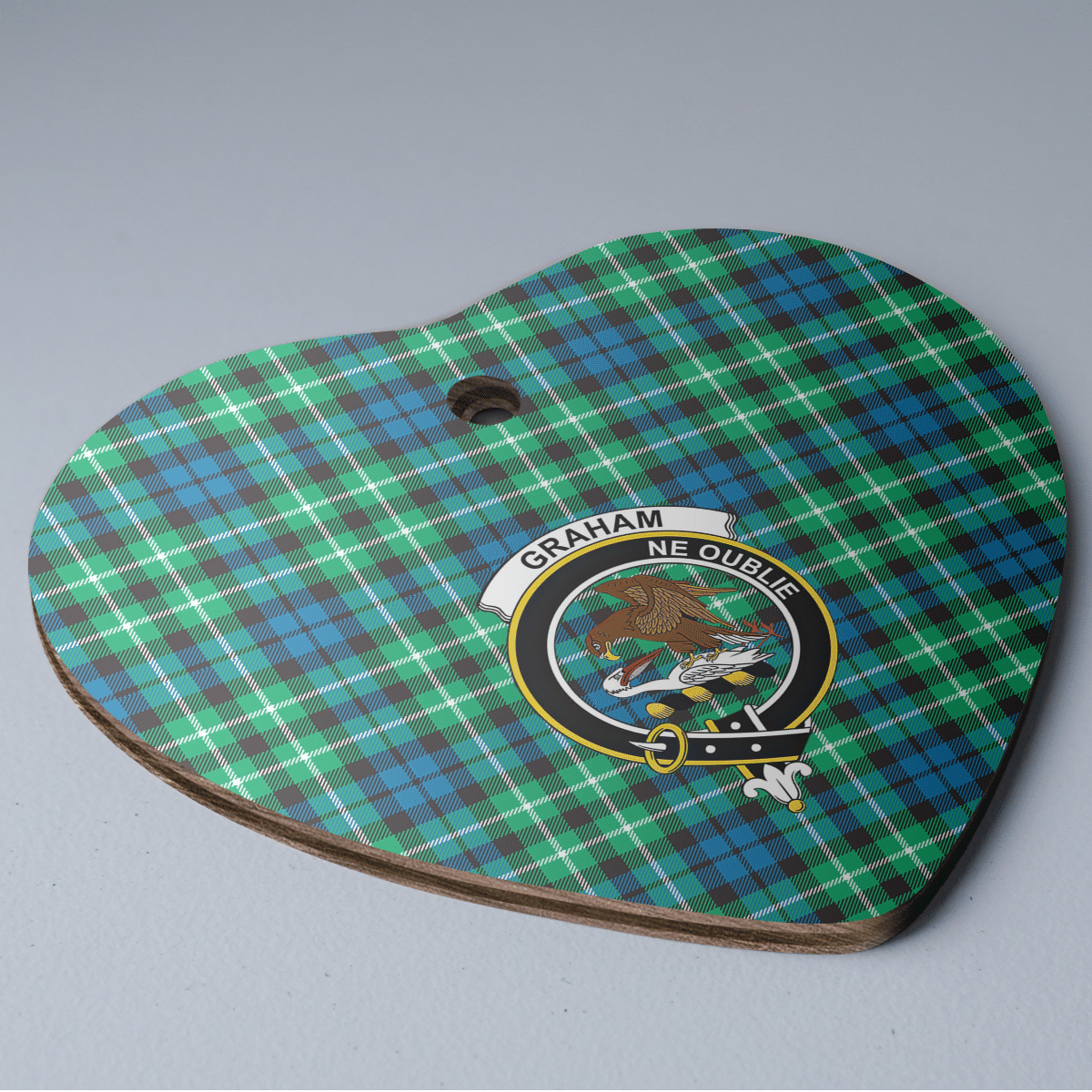 Clan Graham of Montrose Ancient Tartan Crest Heart Ceramic Ornament TQ64 Graham of Montrose Ancient Tartan Tartan Christmas   