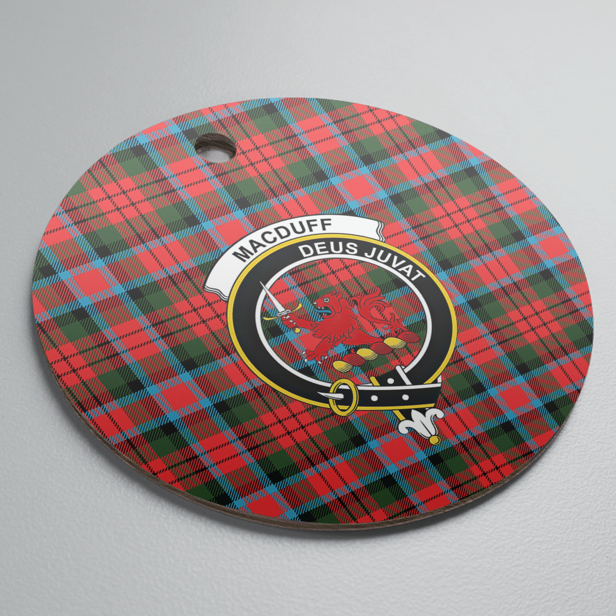 Clan MacDuff Modern Tartan Crest Round Ceramic Ornament FY76 MacDuff Modern Tartan Tartan Christmas   