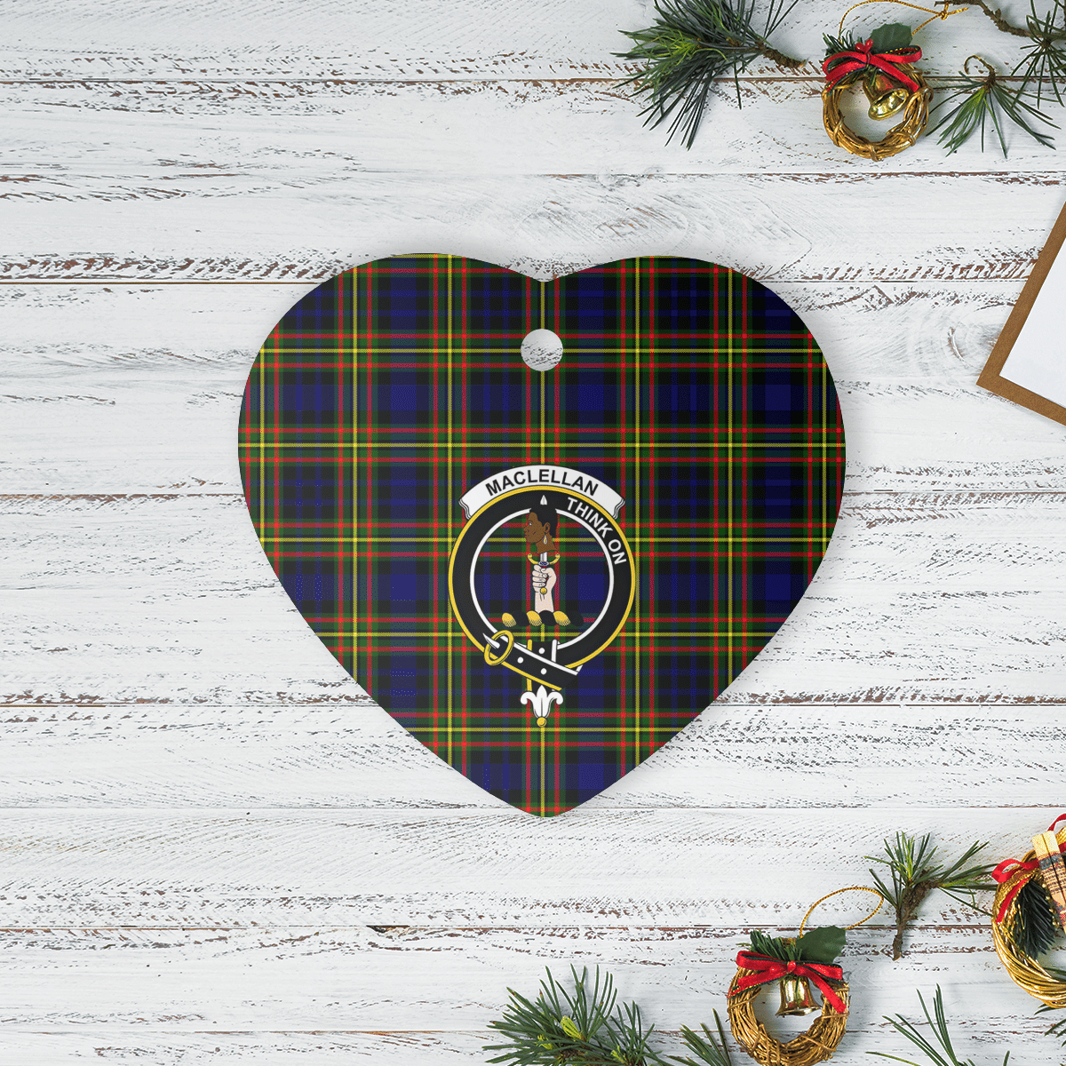 Clan MacLellan Modern Tartan Crest Heart Ceramic Ornament EF51 MacLellan Modern Tartan Tartan Christmas   