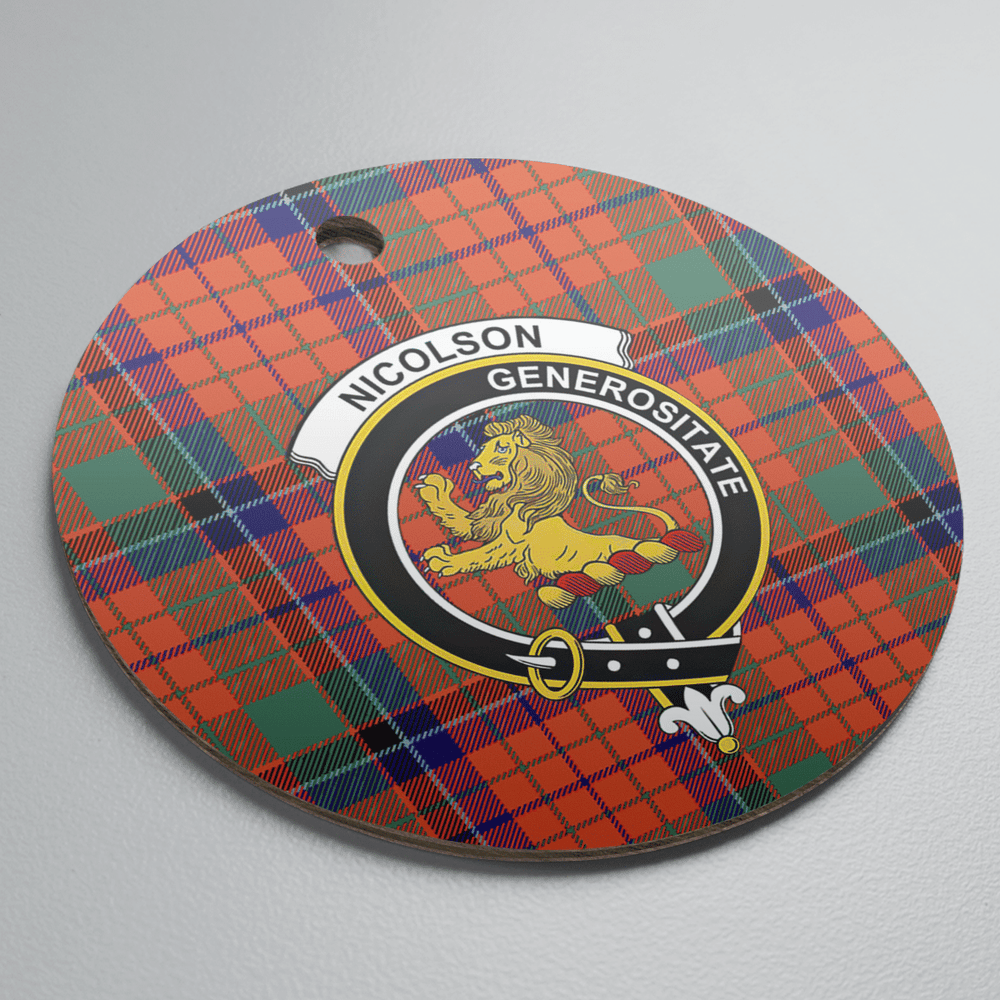 Clan Nicolson Ancient Tartan Crest Round Ceramic Ornament WE73 Nicolson Ancient Tartan Tartan Christmas   