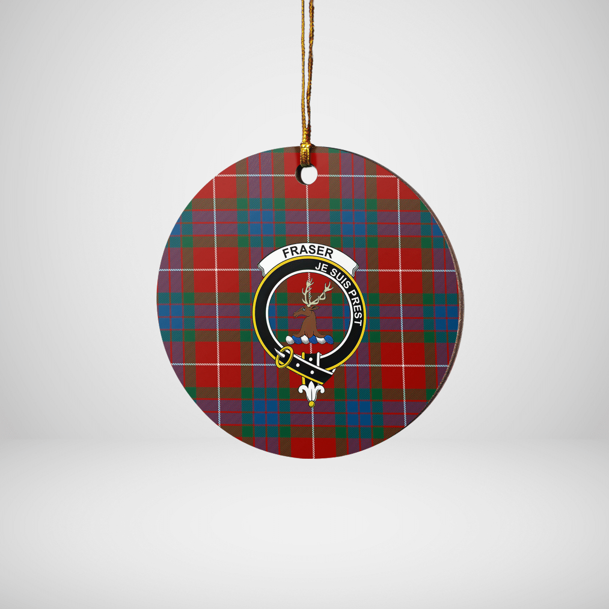 Clan Fraser Ancient Tartan Crest Round Ceramic Ornament TO89 Fraser Ancient Tartan Tartan Christmas   