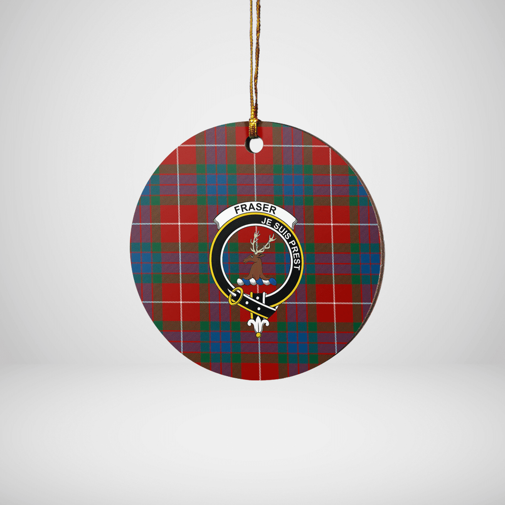 Clan Fraser Ancient Tartan Crest Round Ceramic Ornament TO89 Fraser Ancient Tartan Tartan Christmas   