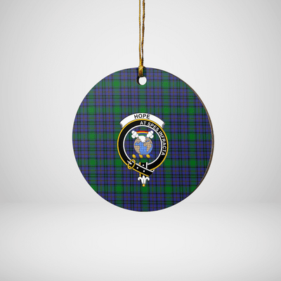 Clan Hope Tartan Crest Round Ceramic Ornament