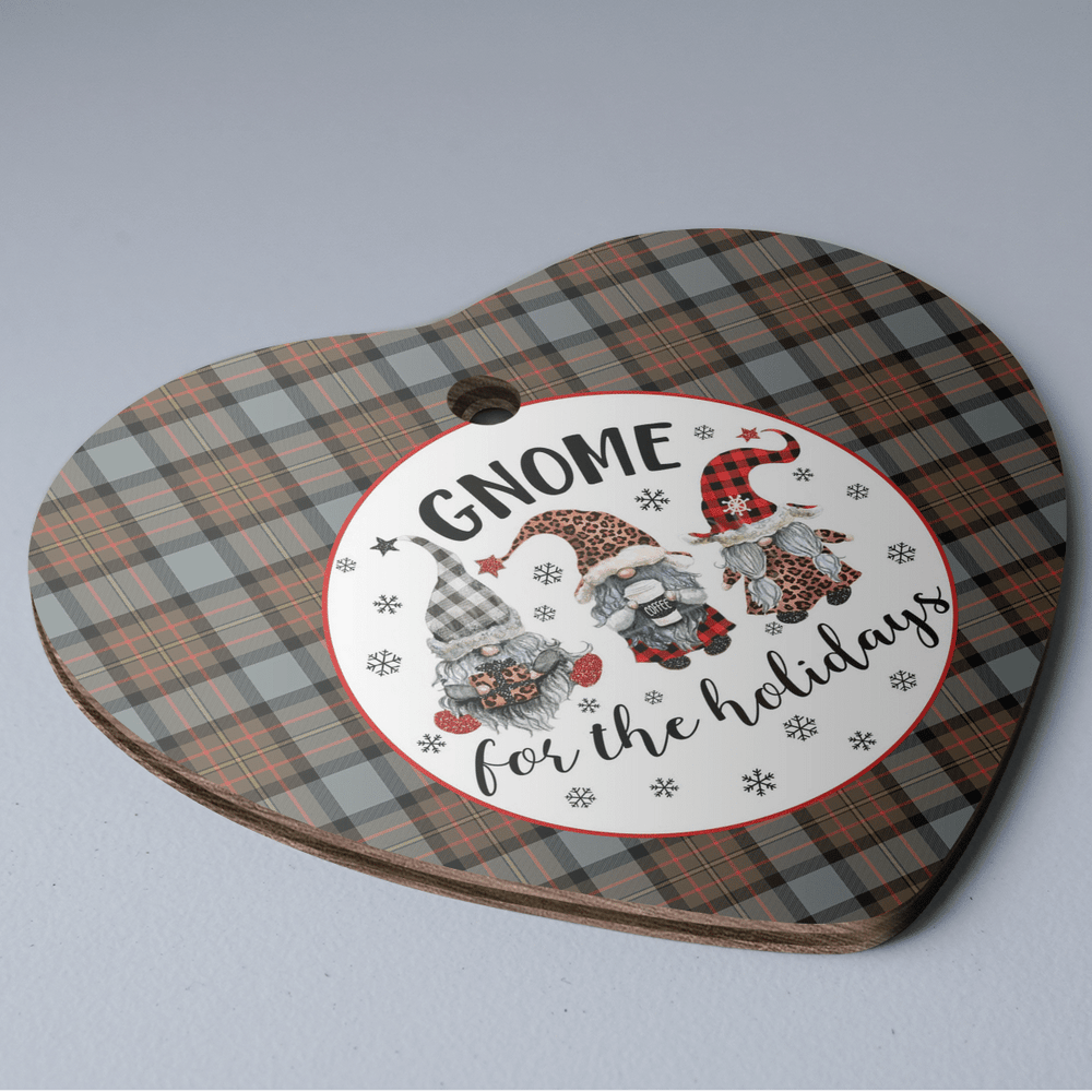 Clan MacLaren Weathered Tartan Tartan Crest Gnome Heart Ceramic Ornament MQ25 MacLaren Weathered Tartan Tartan Christmas   