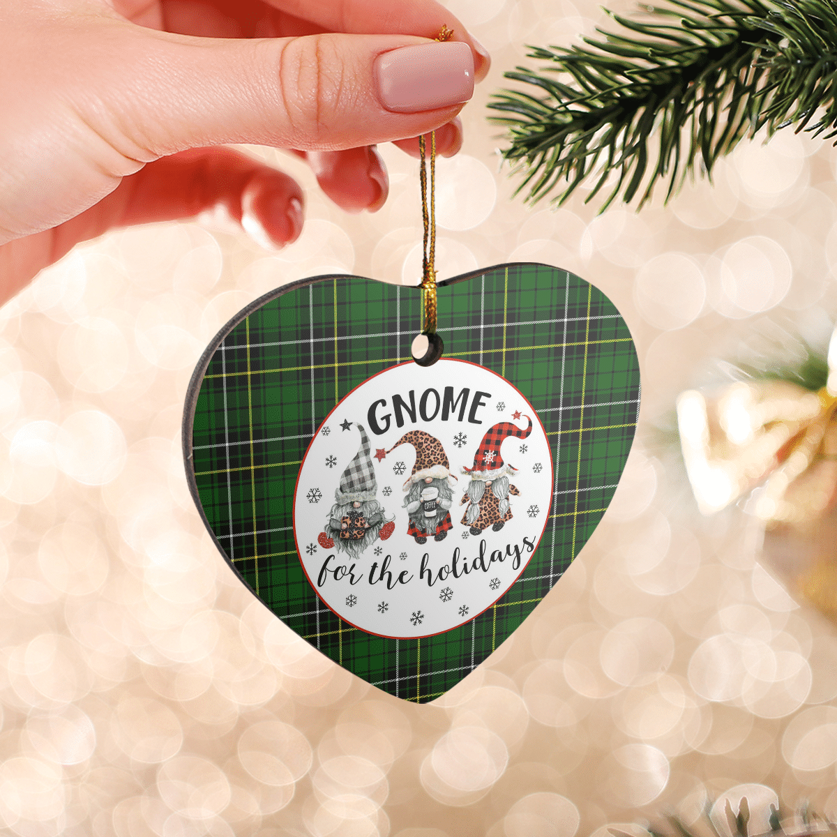 Clan MacAlpine Modern Tartan Tartan Crest Gnome Heart Ceramic Ornament WQ43 MacAlpine Modern Tartan Tartan Christmas   