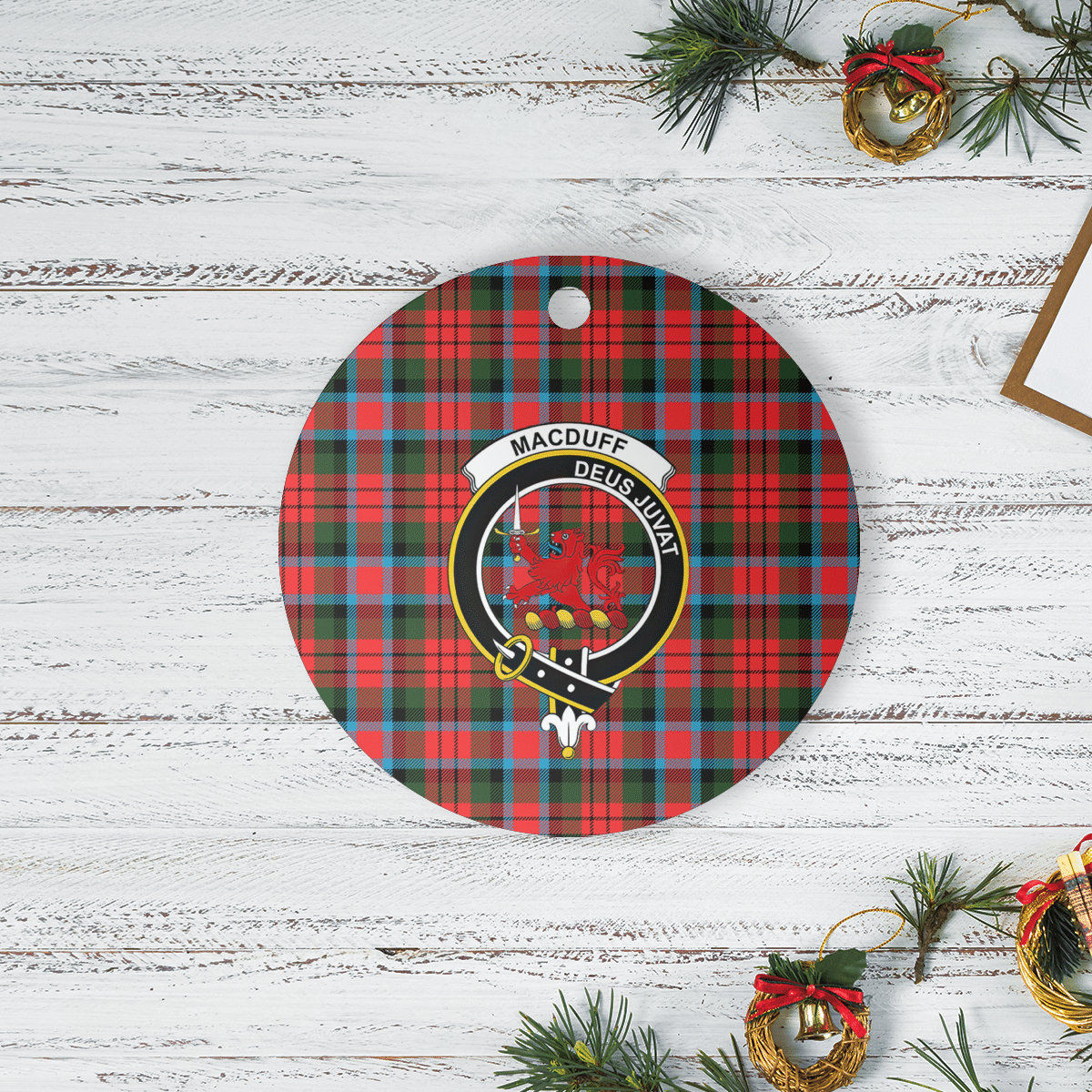 Clan MacDuff Modern Tartan Crest Round Ceramic Ornament FY76 MacDuff Modern Tartan Tartan Christmas   