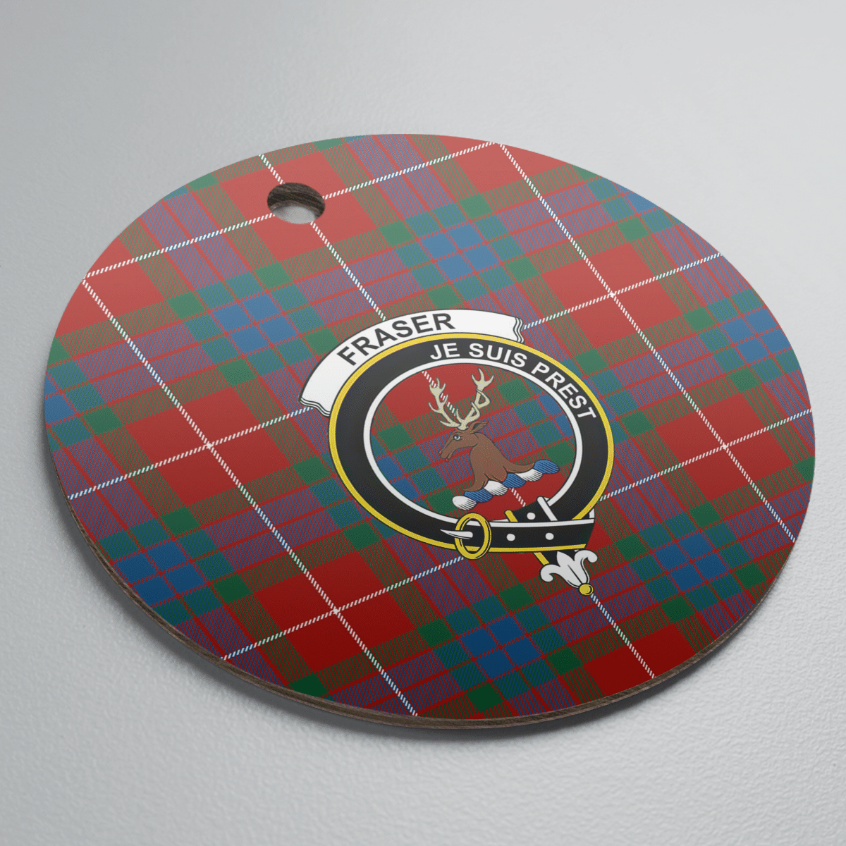 Clan Fraser Ancient Tartan Crest Round Ceramic Ornament TO89 Fraser Ancient Tartan Tartan Christmas   