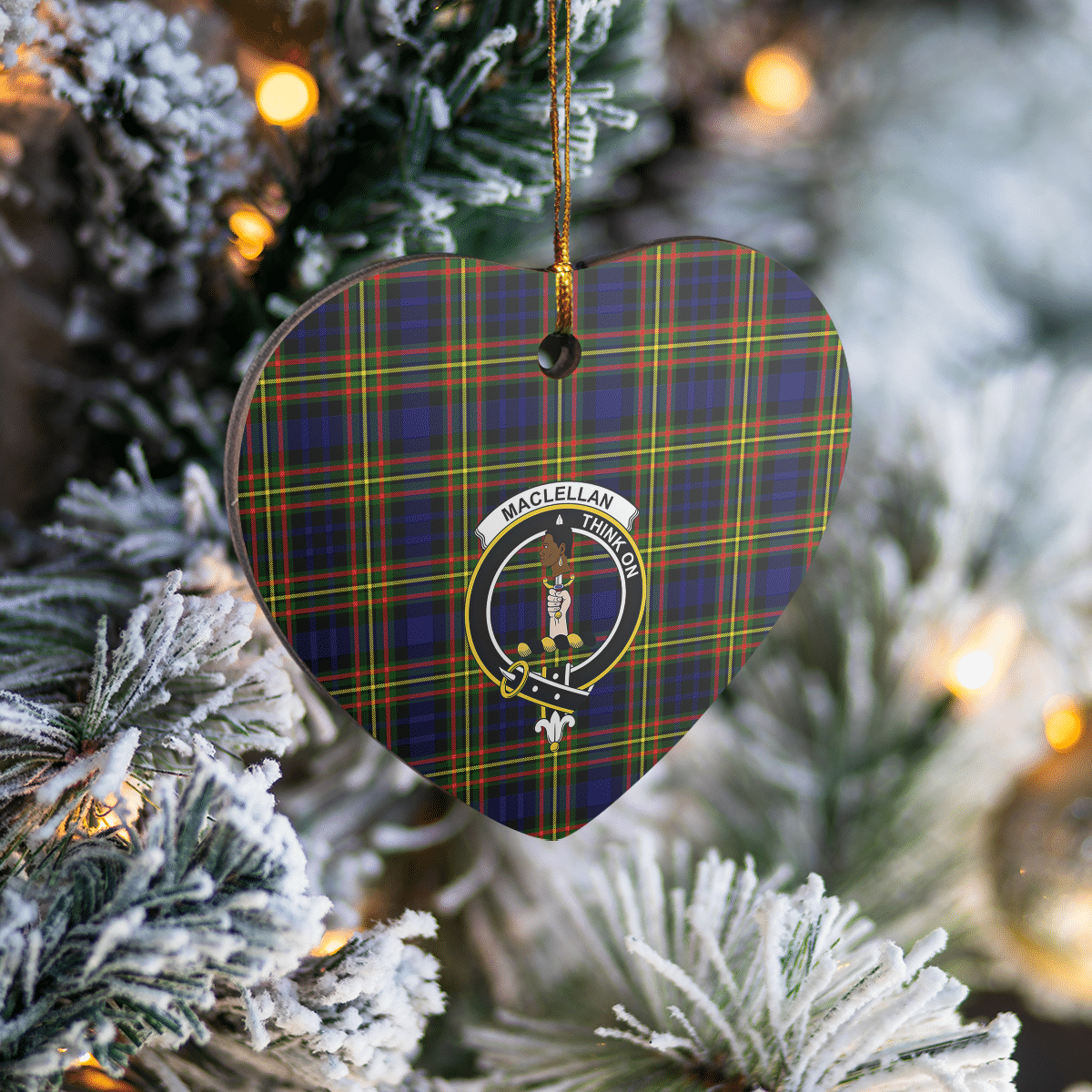 Clan MacLellan Modern Tartan Crest Heart Ceramic Ornament EF51 MacLellan Modern Tartan Tartan Christmas   