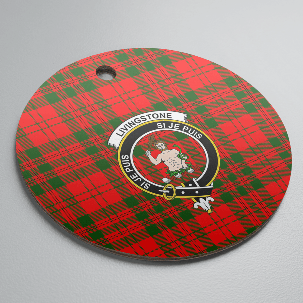 Clan Livingstone Modern Tartan Crest Round Ceramic Ornament KP17 Livingstone Modern Tartan Tartan Christmas   