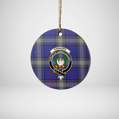 Clan Kinnaird Tartan Crest Round Ceramic Ornament