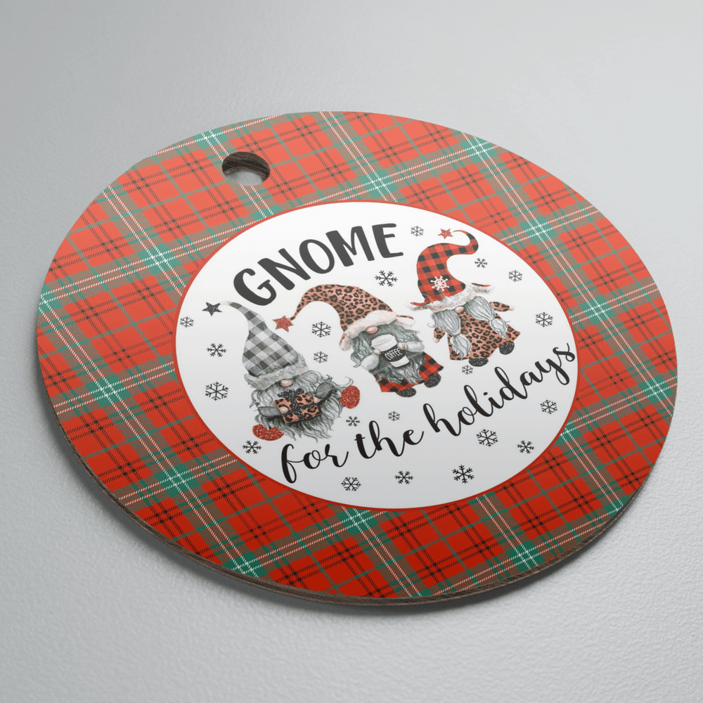 Clan Morrison Red Ancient Tartan Tartan Crest Gnome Round Ceramic Ornament QY95 Morrison Red Ancient Tartan Tartan Christmas   