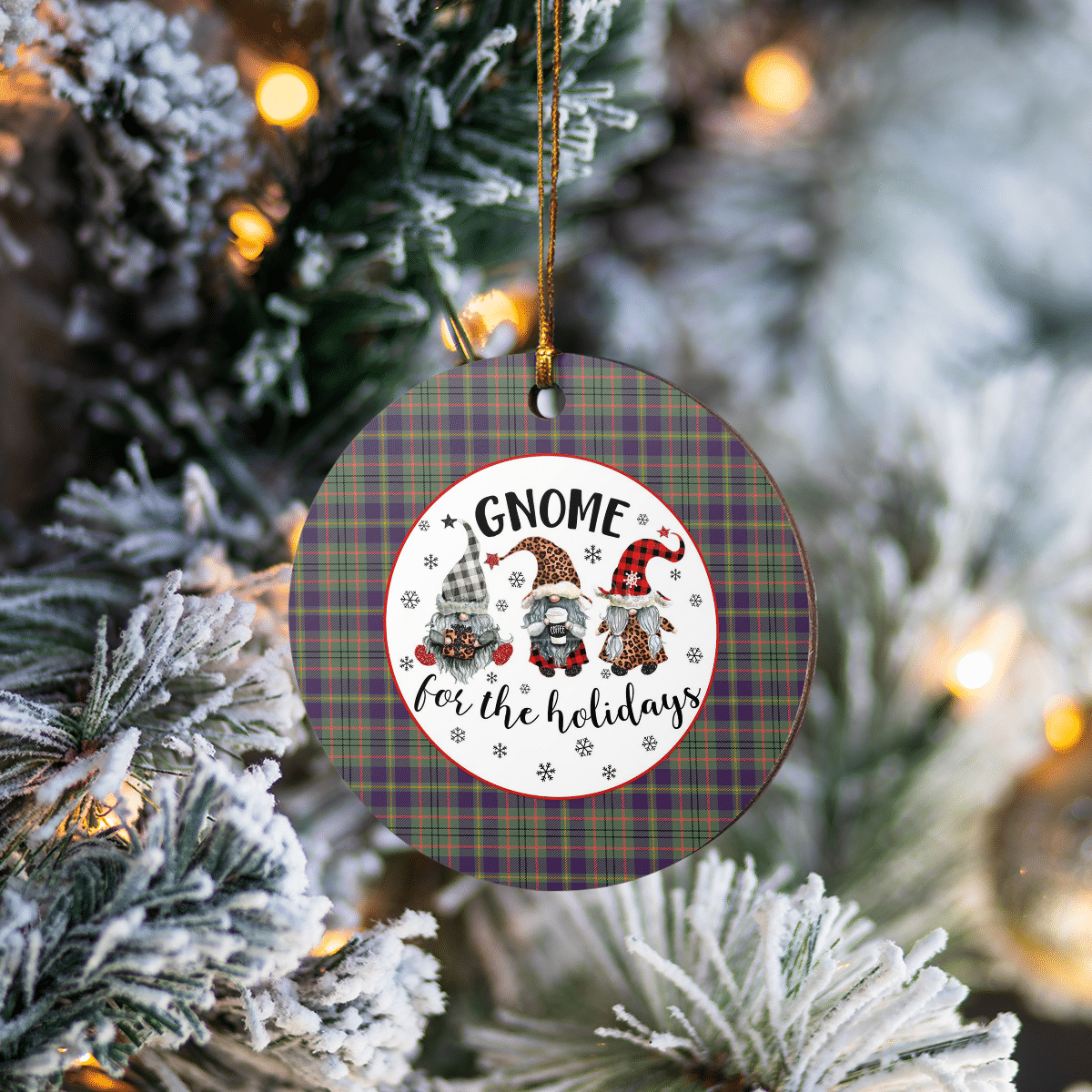 Clan Taylor Weathered Tartan Tartan Crest Gnome Round Ceramic Ornament WR11 Taylor Weathered Tartan Tartan Christmas   