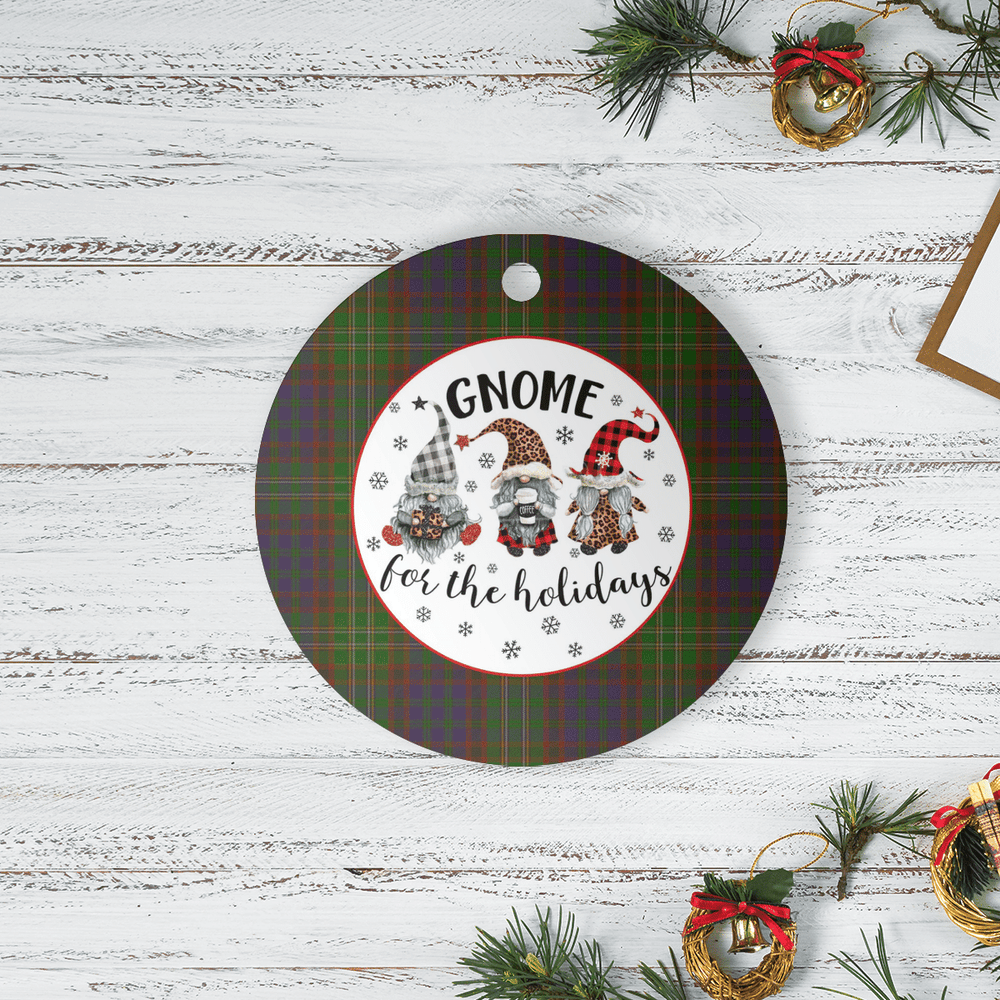 Clan Cunningham Hunting Modern Tartan Tartan Crest Gnome Round Ceramic Ornament YD10 Cunningham Hunting Modern Tartan Tartan Christmas   