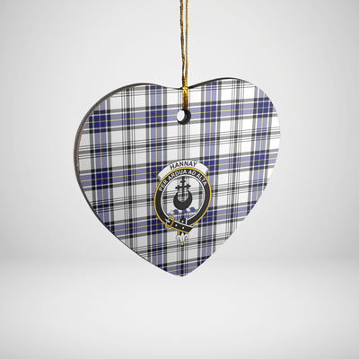 Clan Hannay Tartan Crest Heart Ceramic Ornament GY89