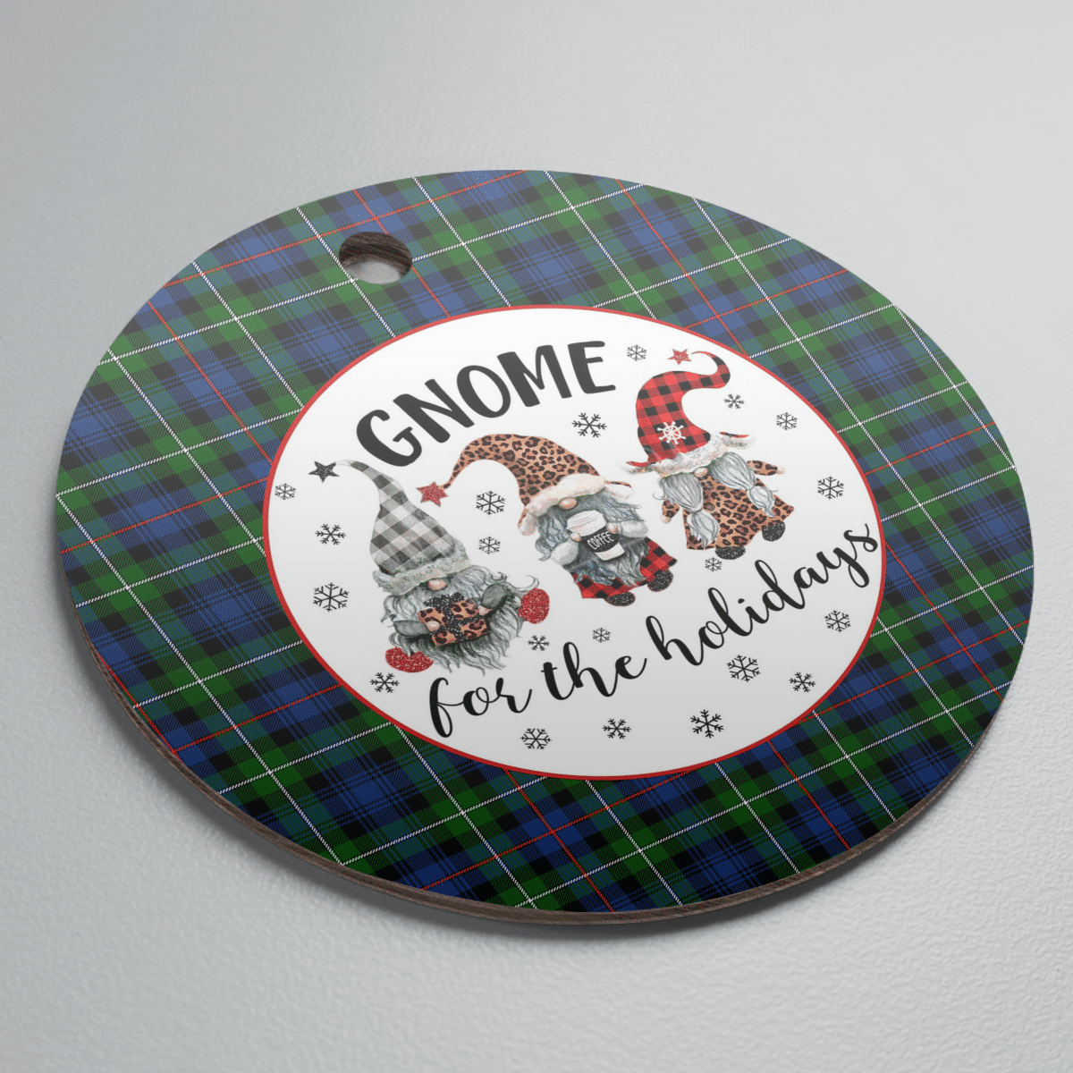 Clan MacKenzie Modern Tartan Tartan Crest Gnome Round Ceramic Ornament YK64 MacKenzie Modern Tartan Tartan Christmas   