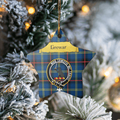 Clan Grewar Tartan Crest Star Ceramic Ornament IP37 Grewar Tartan Tartan Christmas   