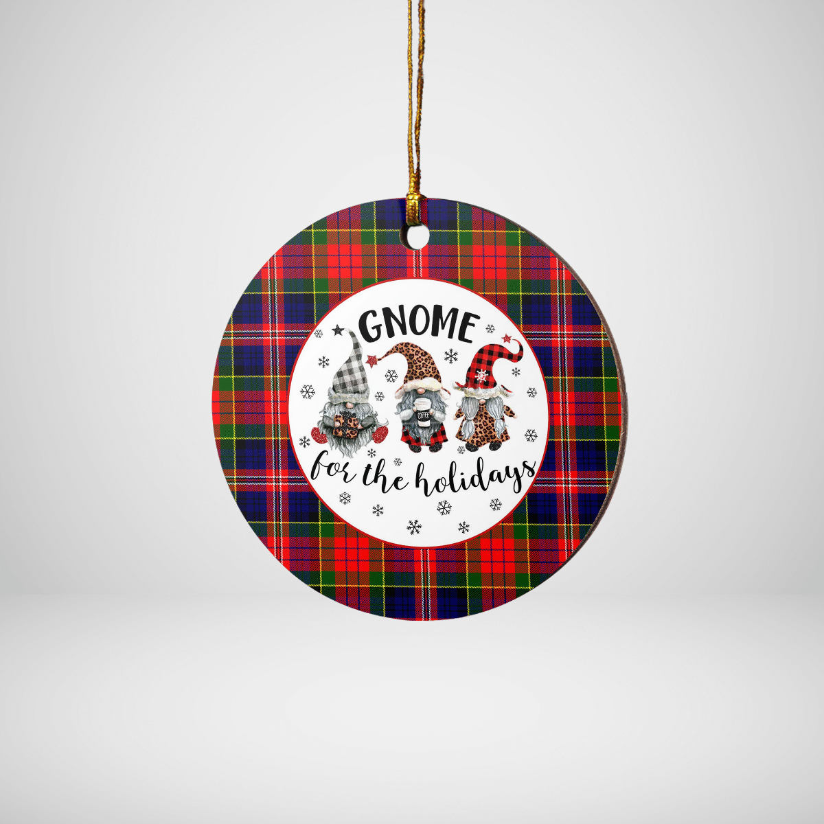 Clan MacPherson Modern Tartan Tartan Crest Gnome Round Ceramic Ornament PF34 MacPherson Modern Tartan Tartan Christmas   