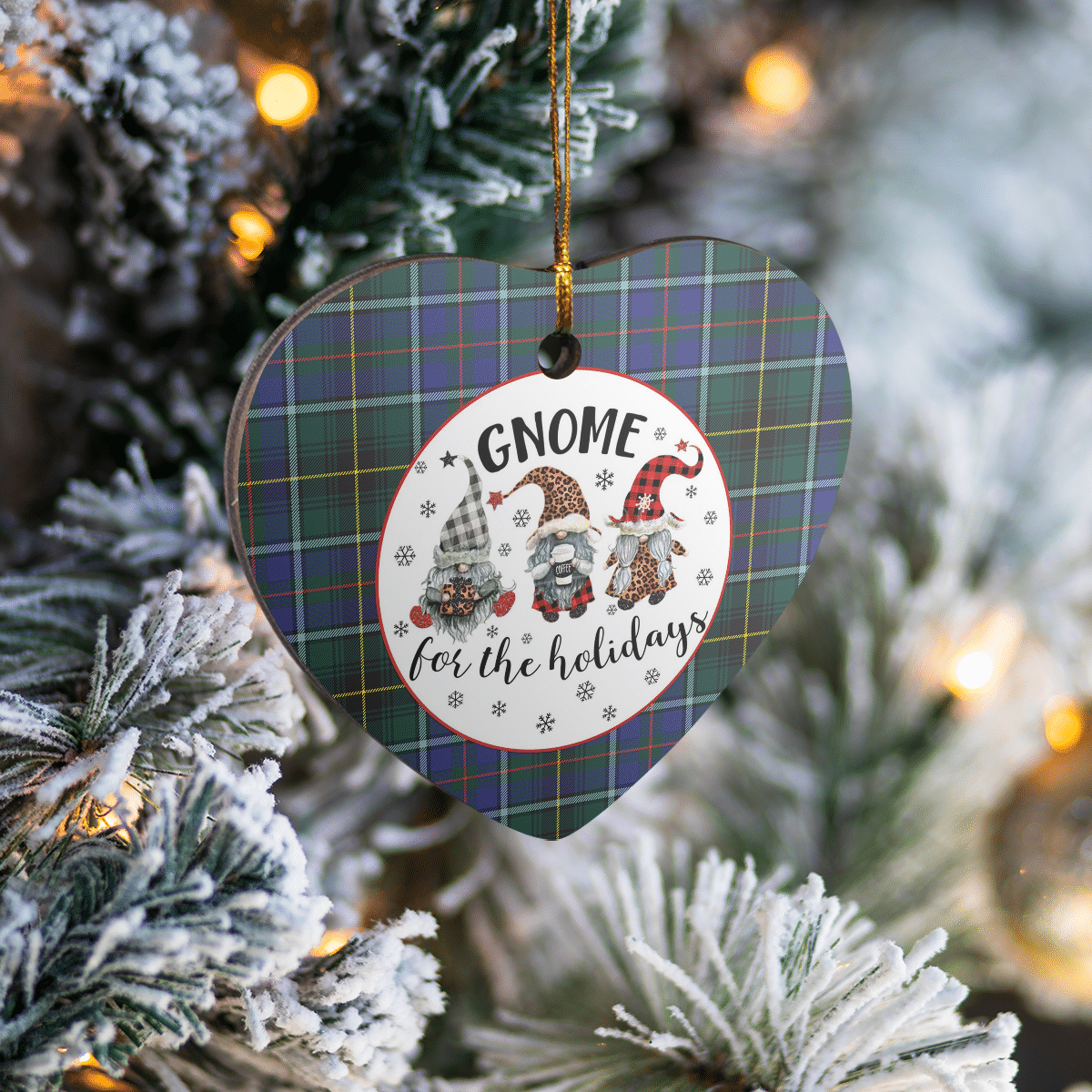 Clan MacInnes Modern Tartan Tartan Crest Gnome Heart Ceramic Ornament FG14 MacInnes Modern Tartan Tartan Christmas   