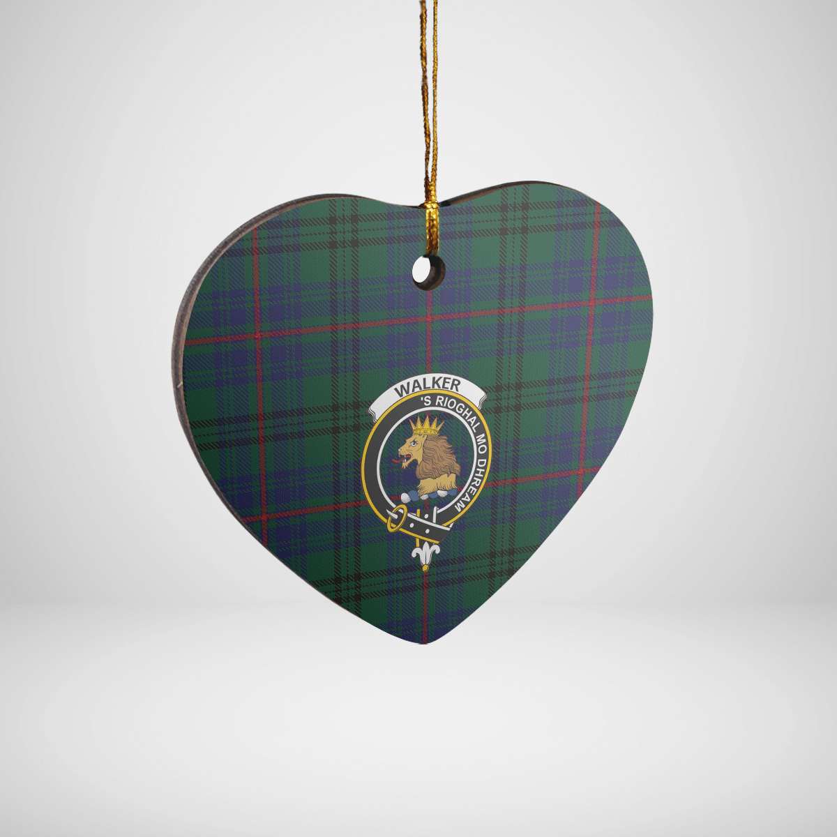 Clan Walker Hunting Modern Tartan Crest Heart Ceramic Ornament SM69 Walker Hunting Modern Tartan Tartan Christmas   