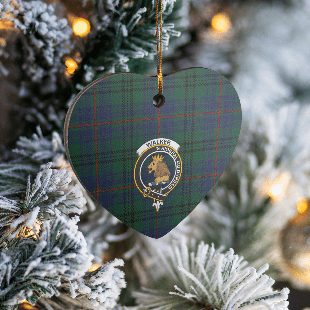 Clan Walker Hunting Modern Tartan Crest Heart Ceramic Ornament SM69 Walker Hunting Modern Tartan Tartan Christmas   