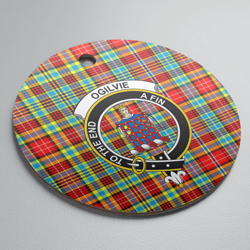 Clan Ogilvie Tartan Crest Round Ceramic Ornament JT12 Ogilvie Tartan Tartan Christmas   