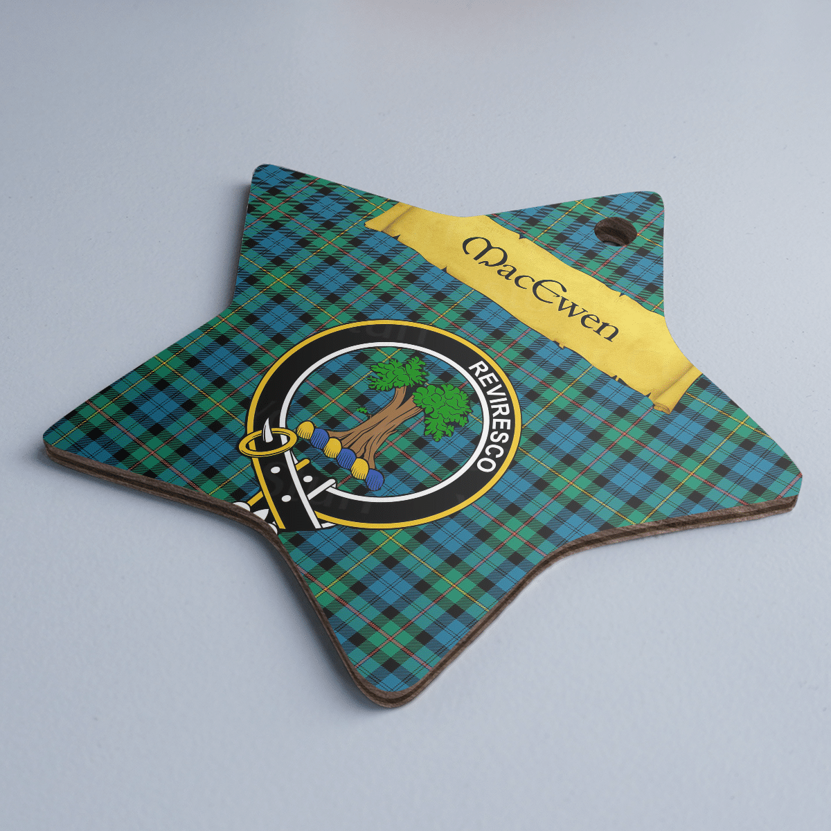 Clan MacEwen Ancient Tartan Crest Star Ceramic Ornament OH64 MacEwen Ancient Tartan Tartan Christmas   
