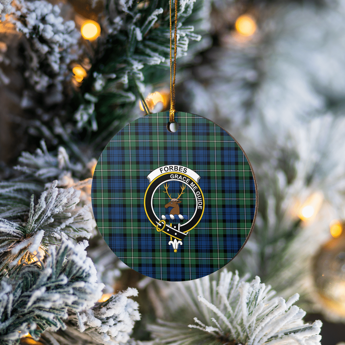 Clan Forbes Ancient Tartan Crest Round Ceramic Ornament TW57 Forbes Ancient Tartan Tartan Christmas   