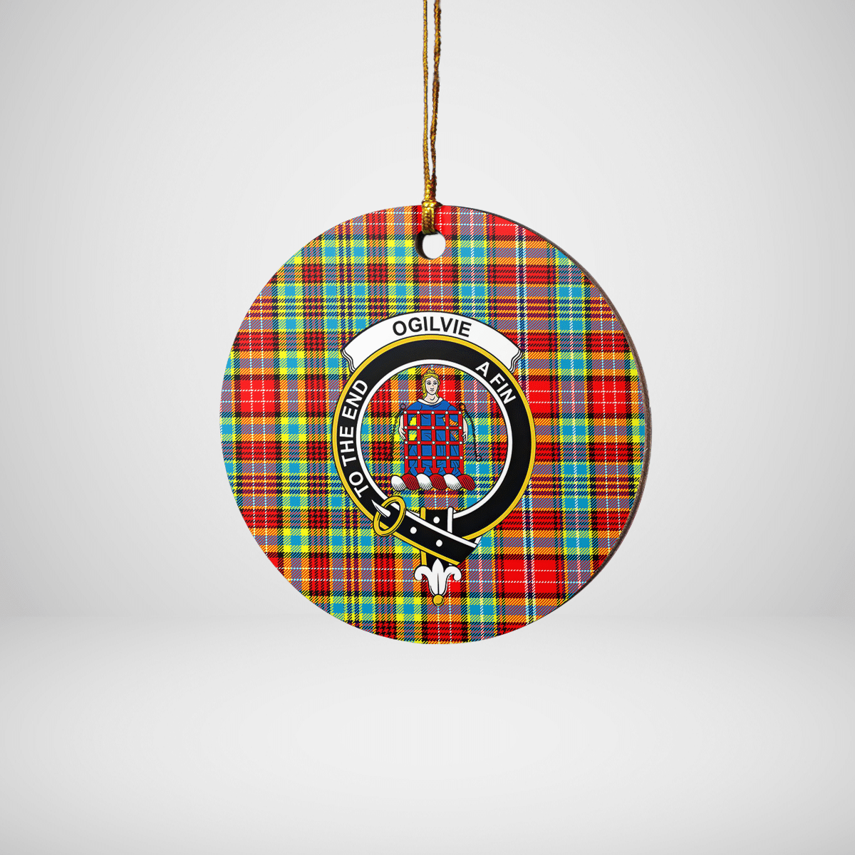 Clan Ogilvie Tartan Crest Round Ceramic Ornament JT12 Ogilvie Tartan Tartan Christmas   