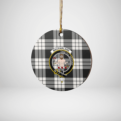Clan MacFarlane Black & White Ancient Tartan Crest Round Ceramic Ornament ER46 MacFarlane Black & White Ancient Tartan Tartan Christmas   