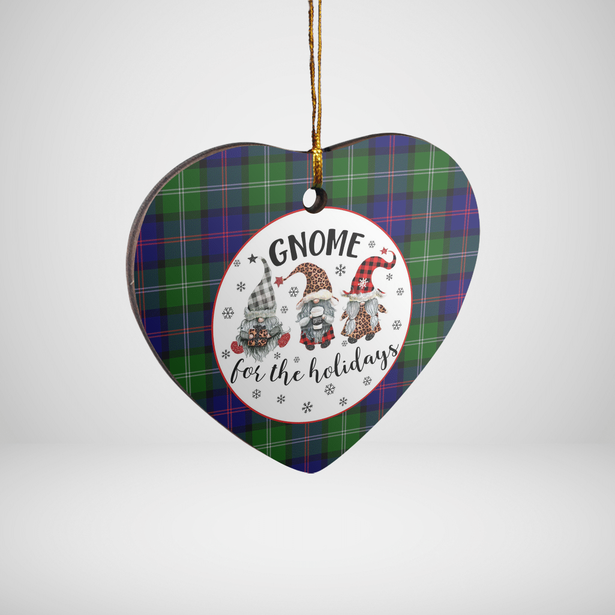 Clan MacThomas Modern Tartan Tartan Crest Gnome Heart Ceramic Ornament GZ61 MacThomas Modern Tartan Tartan Christmas   