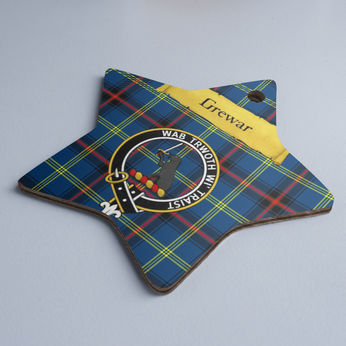 Clan Grewar Tartan Crest Star Ceramic Ornament IP37 Grewar Tartan Tartan Christmas   