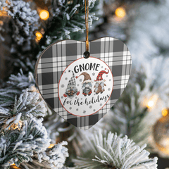 Clan MacFarlane Black & White Ancient Tartan Tartan Crest Gnome Heart Ceramic Ornament DA37 MacFarlane Black & White Ancient Tartan Tartan Christmas   