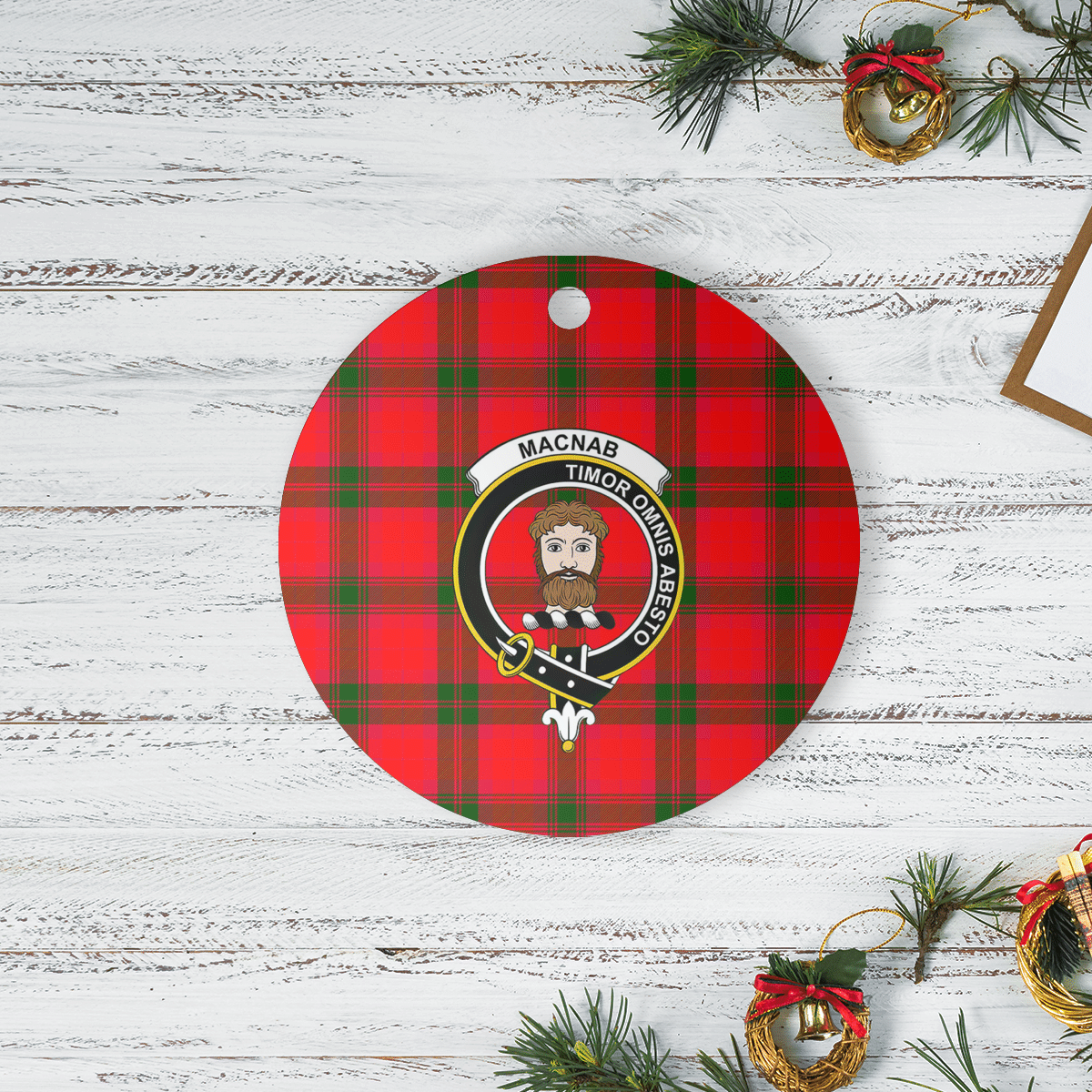 Clan MacNab Modern Tartan Crest Round Ceramic Ornament PJ81 MacNab Modern Tartan Tartan Christmas   
