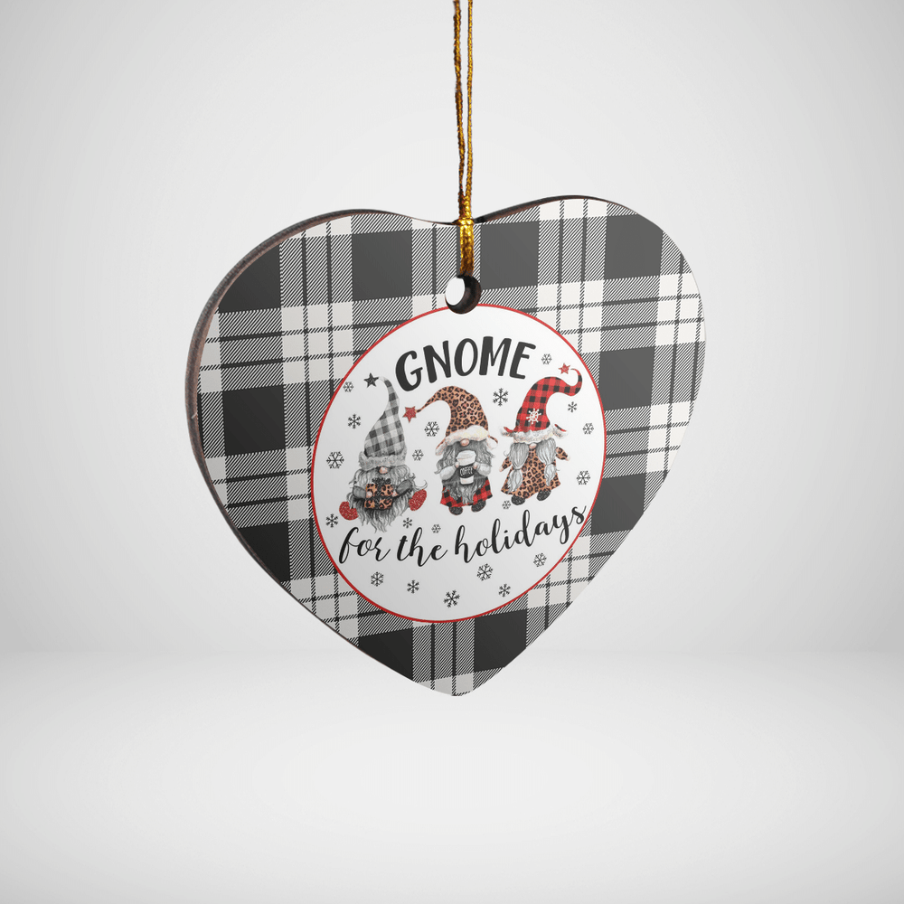 Clan MacFarlane Black & White Ancient Tartan Tartan Crest Gnome Heart Ceramic Ornament DA37 MacFarlane Black & White Ancient Tartan Tartan Christmas   