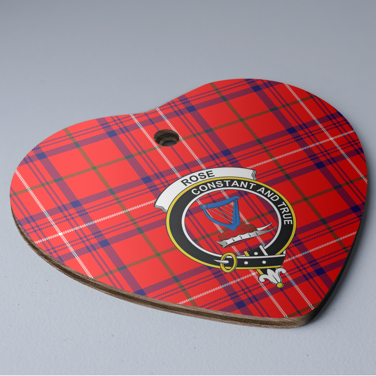 Clan Rose Tartan Crest Heart Ceramic Ornament GO38 Rose Tartan Tartan Christmas   