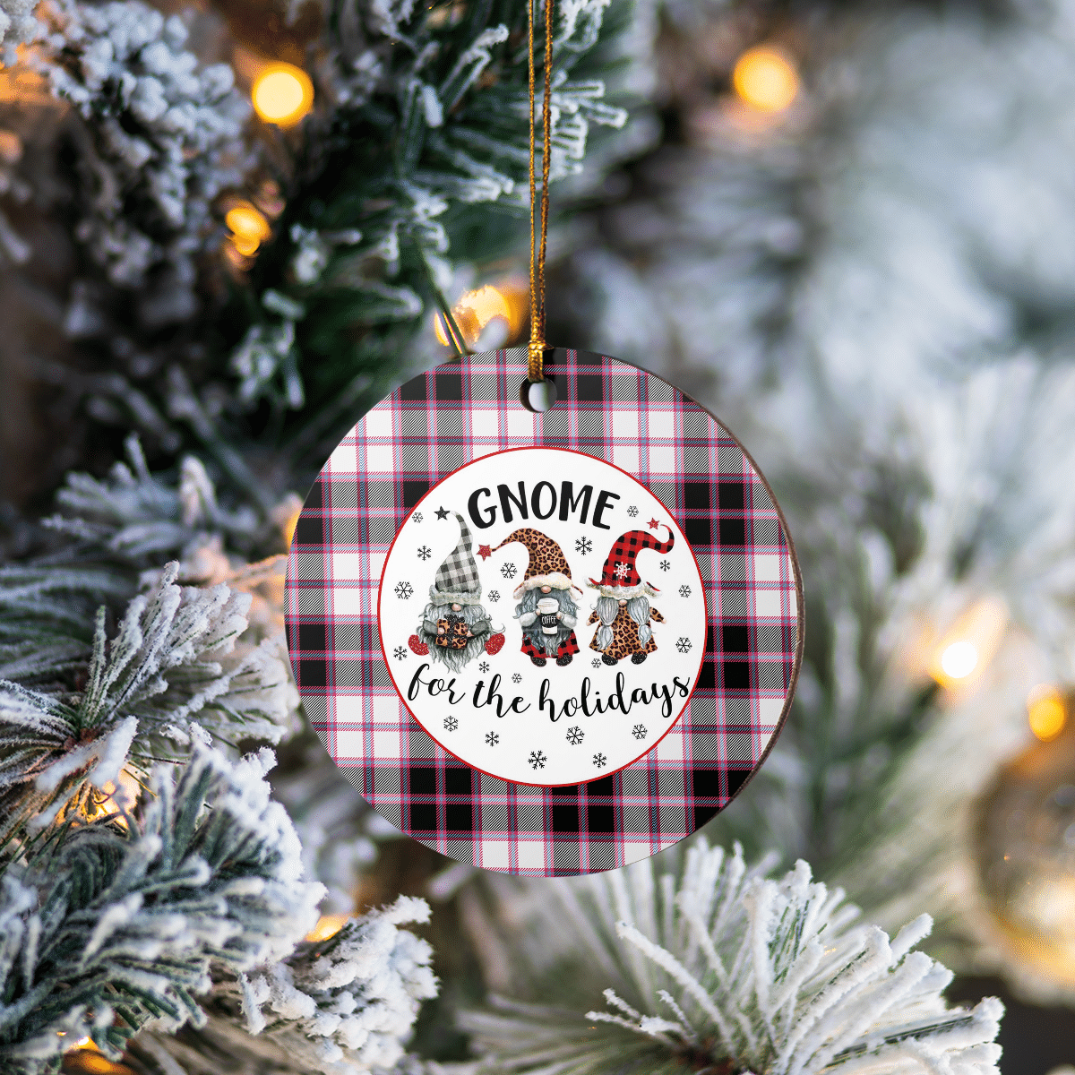 Clan MacPherson Hunting Modern Tartan Tartan Crest Gnome Round Ceramic Ornament QE79 MacPherson Hunting Modern Tartan Tartan Christmas   