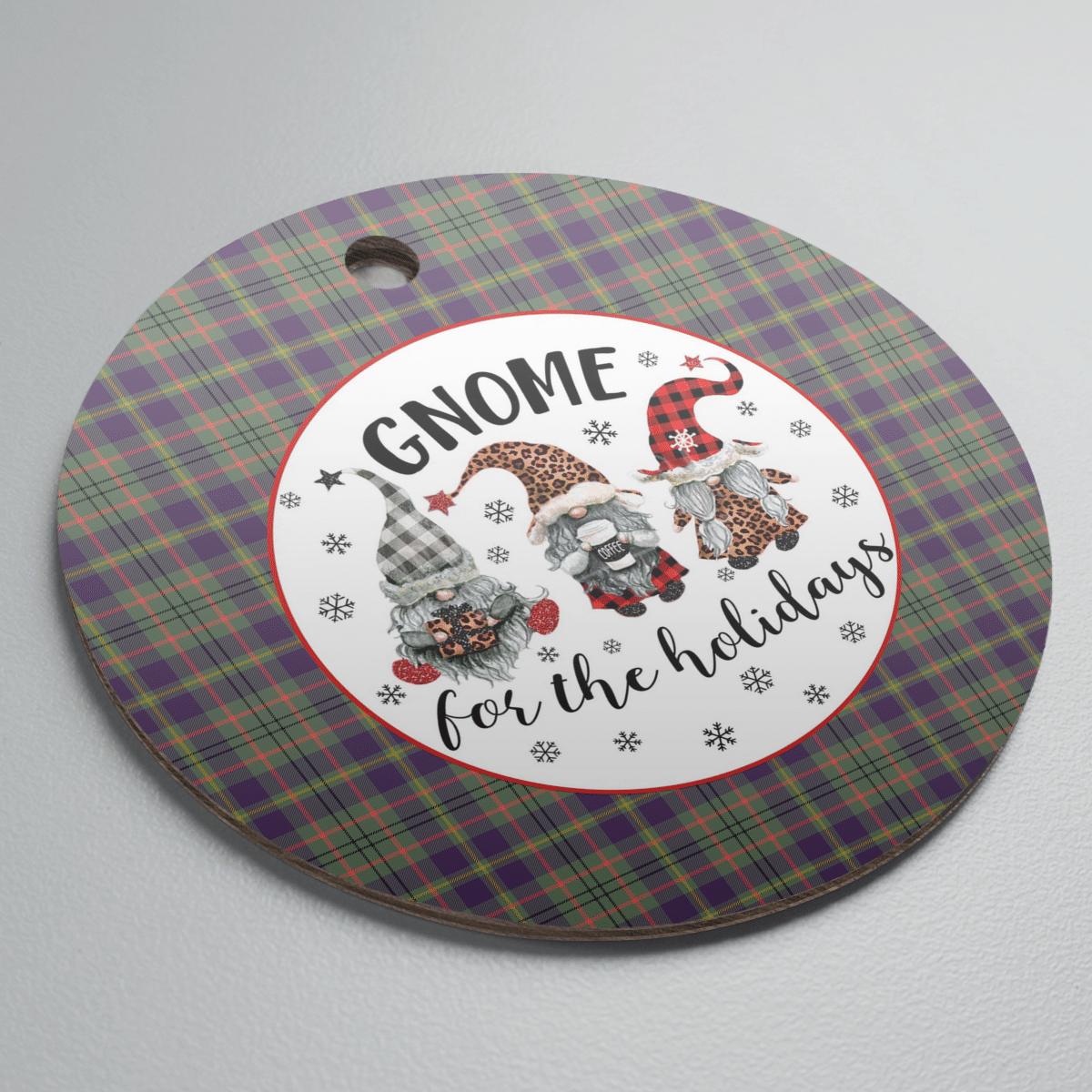 Clan Taylor Weathered Tartan Tartan Crest Gnome Round Ceramic Ornament WR11 Taylor Weathered Tartan Tartan Christmas   