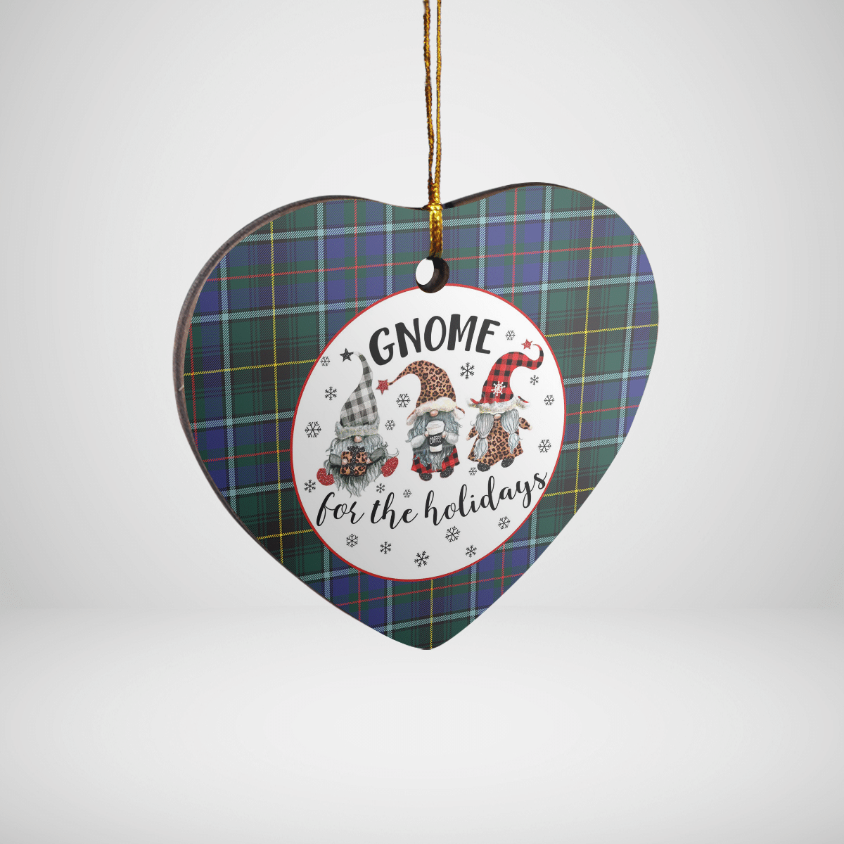 Clan MacInnes Modern Tartan Tartan Crest Gnome Heart Ceramic Ornament FG14 MacInnes Modern Tartan Tartan Christmas   