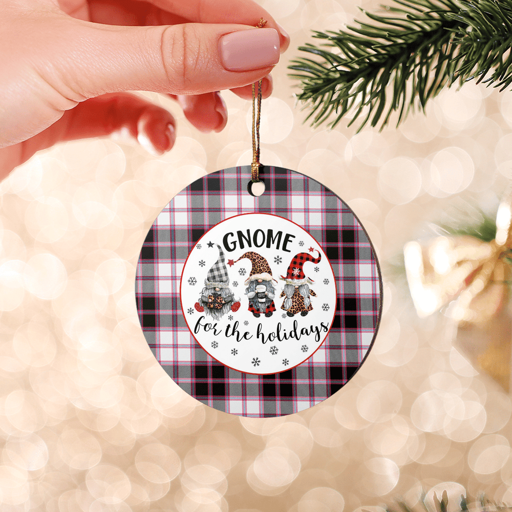 Clan MacPherson Hunting Modern Tartan Tartan Crest Gnome Round Ceramic Ornament QE79 MacPherson Hunting Modern Tartan Tartan Christmas   