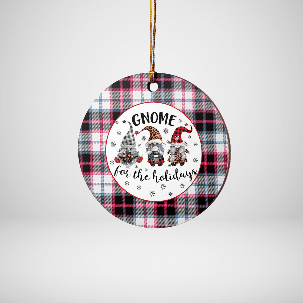 Clan MacPherson Hunting Modern Tartan Tartan Crest Gnome Round Ceramic Ornament QE79 MacPherson Hunting Modern Tartan Tartan Christmas   