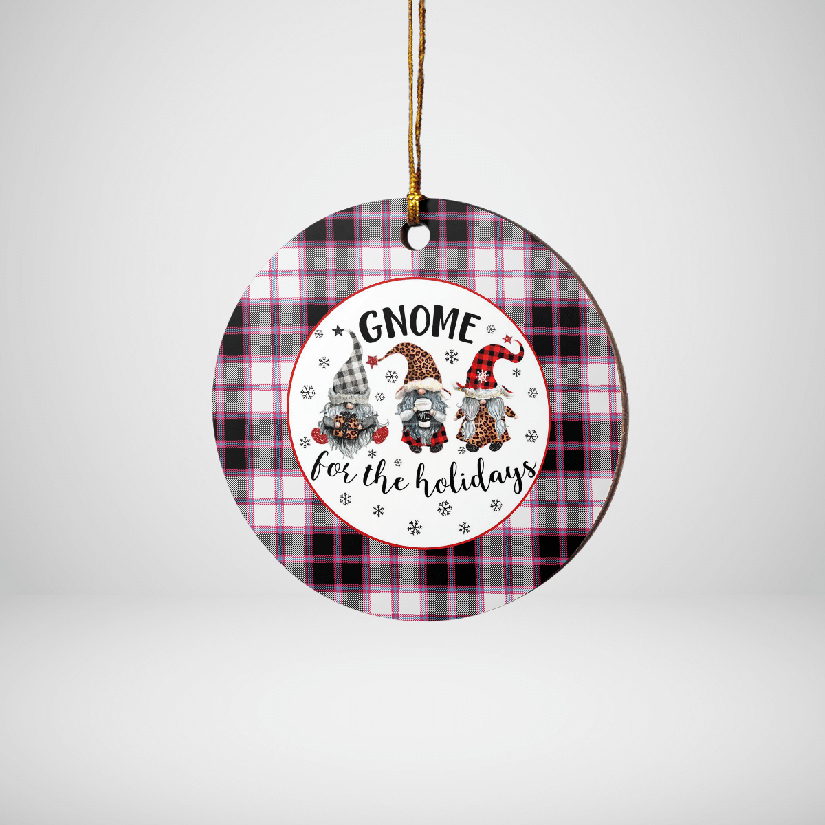 Clan MacPherson Hunting Modern Tartan Tartan Crest Gnome Round Ceramic Ornament QE79 MacPherson Hunting Modern Tartan Tartan Christmas   