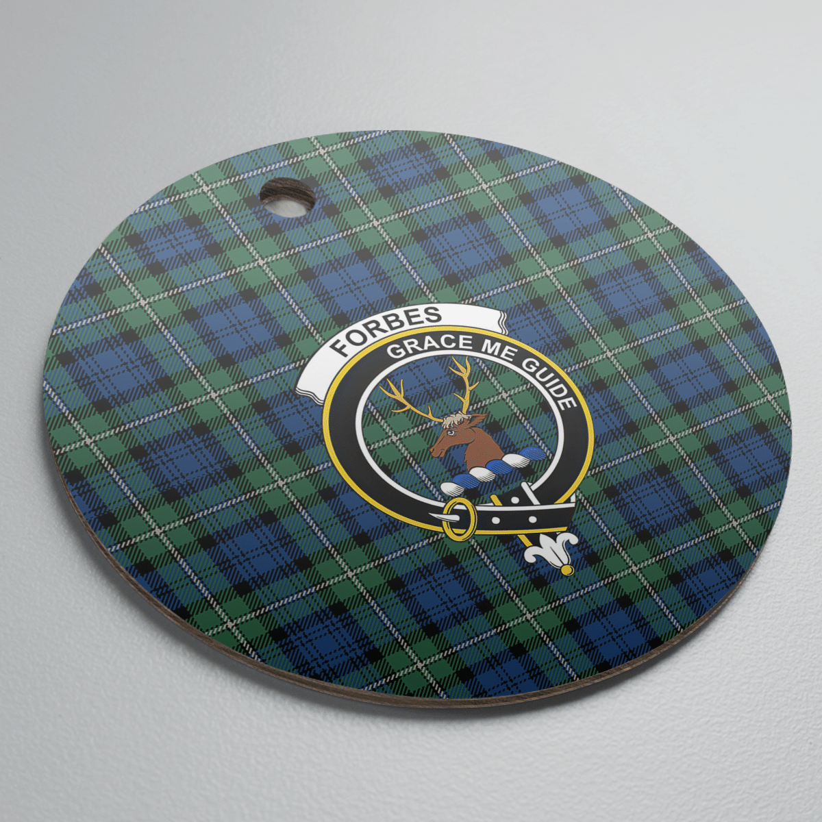 Clan Forbes Ancient Tartan Crest Round Ceramic Ornament TW57 Forbes Ancient Tartan Tartan Christmas   
