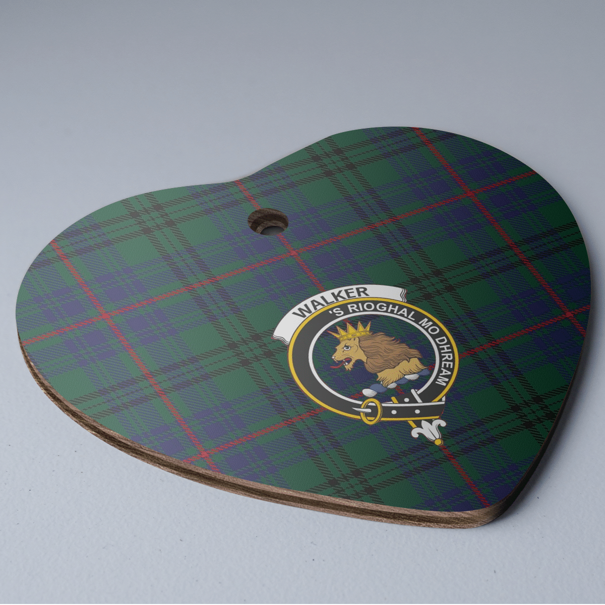 Clan Walker Hunting Modern Tartan Crest Heart Ceramic Ornament SM69 Walker Hunting Modern Tartan Tartan Christmas   