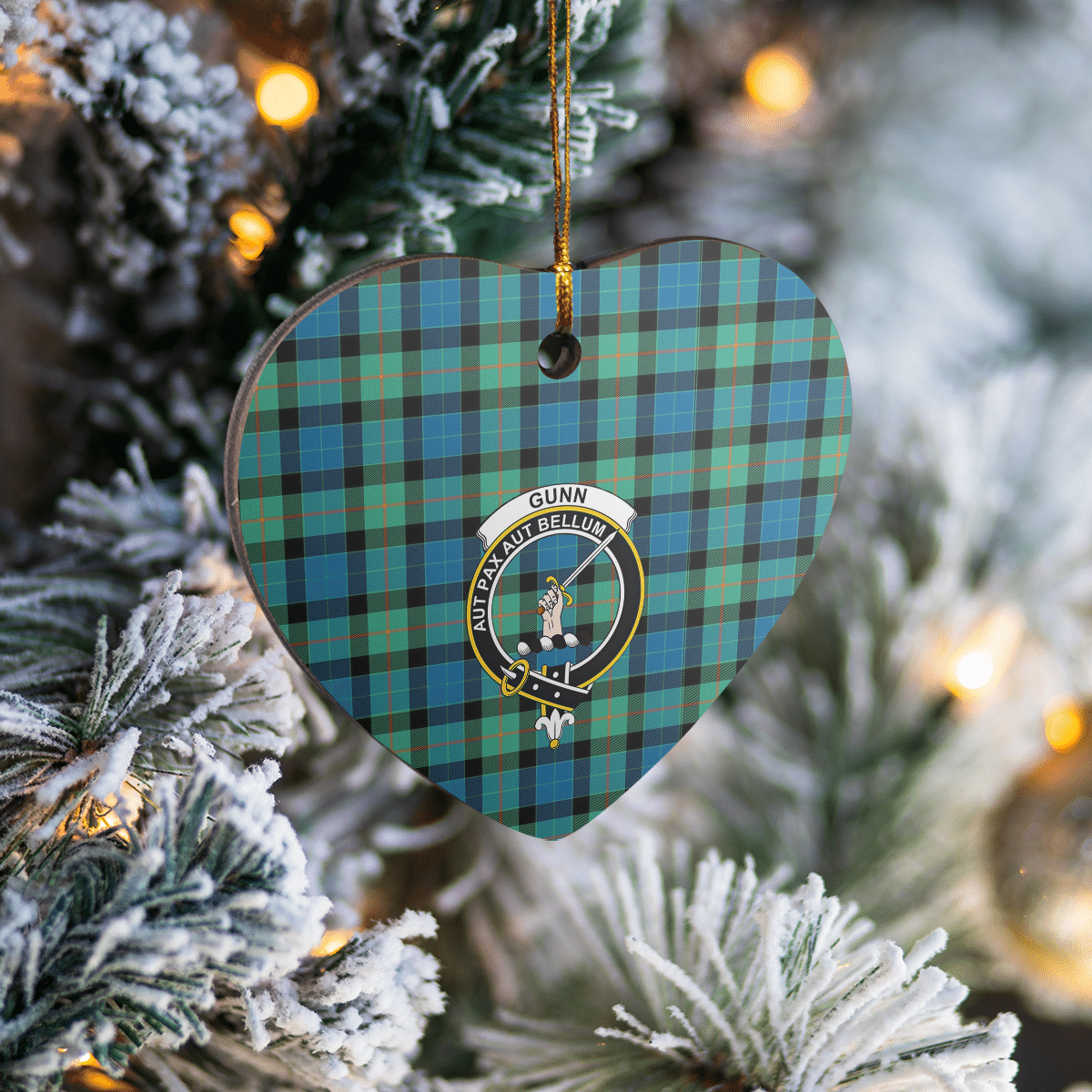 Clan Gunn Ancient Tartan Crest Heart Ceramic Ornament BD65 Gunn Ancient Tartan Tartan Christmas   