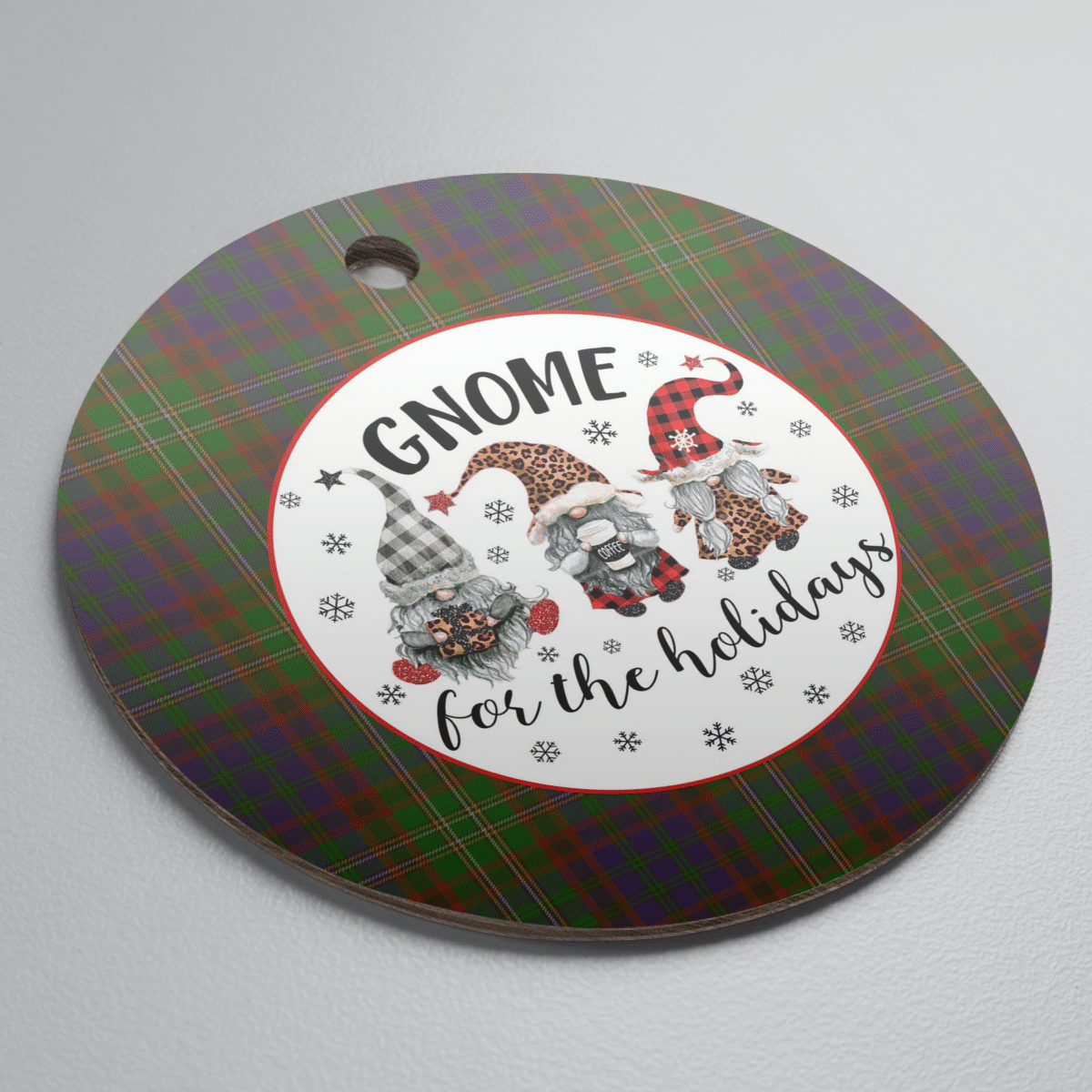 Clan Cunningham Hunting Modern Tartan Tartan Crest Gnome Round Ceramic Ornament YD10 Cunningham Hunting Modern Tartan Tartan Christmas   